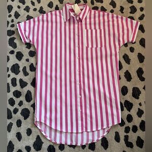 A New Day Pink and White Striped Short Sleeve t shirt dress
